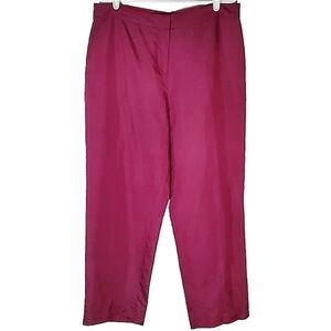7372 * Liz Claiborne Tabitha Silk Cropped Pants Pink Magenta Size 14
